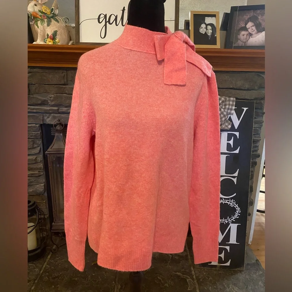 J. Crew Pink Romantic Bow-Neck Sweater